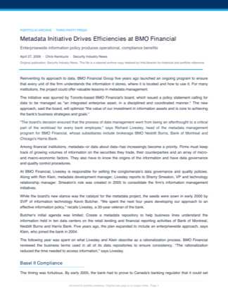 Archived BMO metadata initiative press article